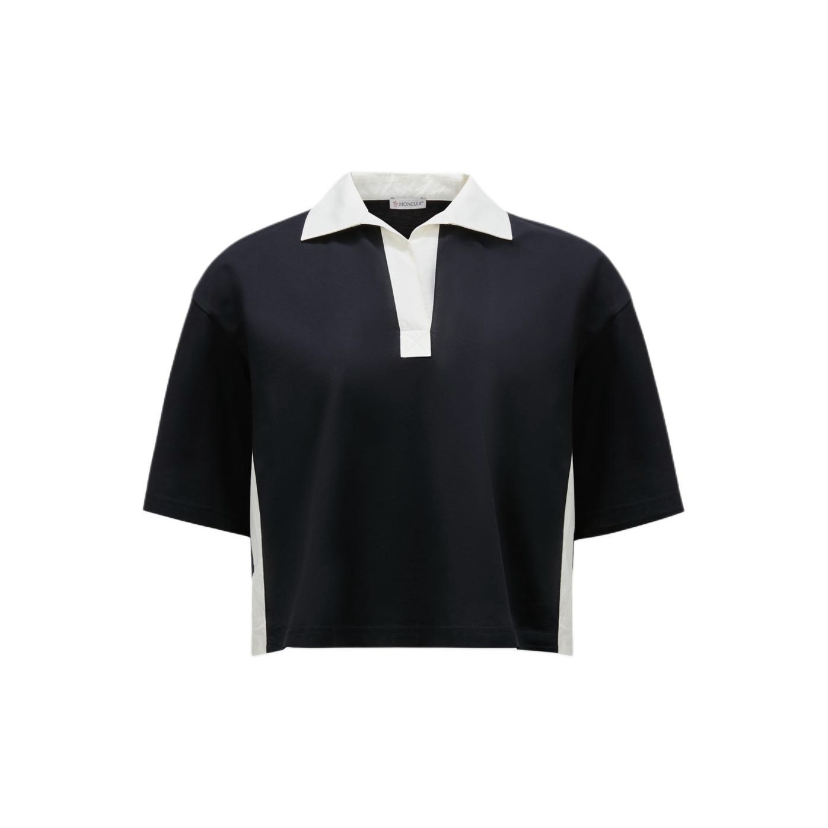奢邦/Moncler盟可睐 宽松短袖拼色Polo衫 女款 午夜蓝