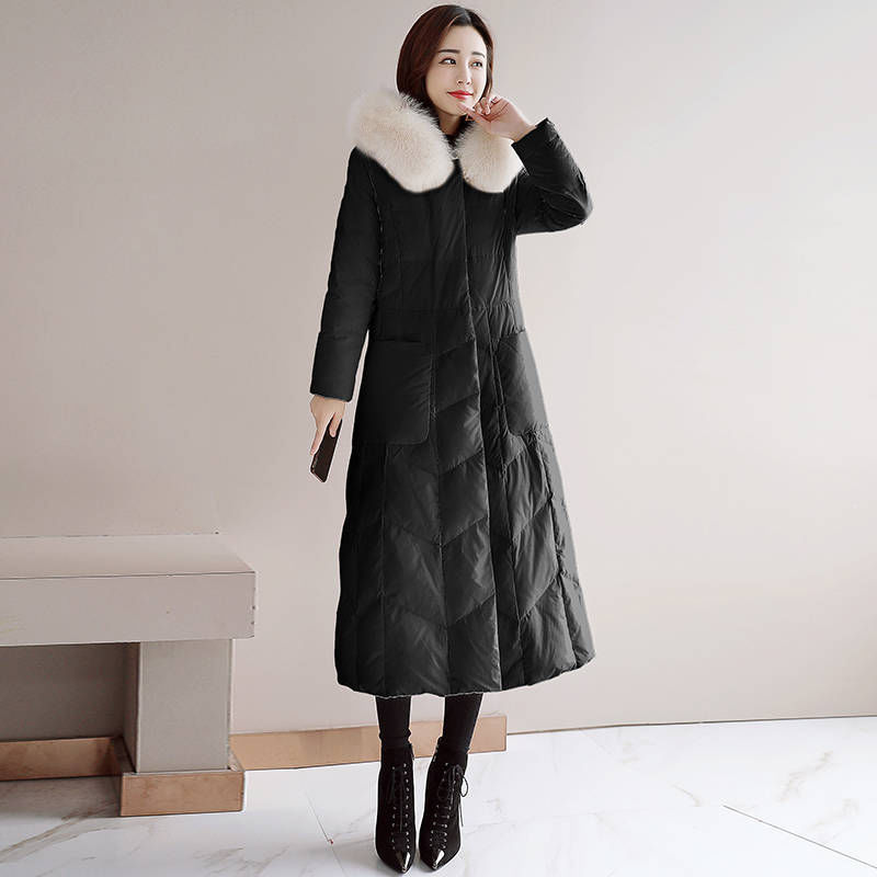 波司澄新款韩版特价服女长款保暖冬装修身显瘦过膝大毛领衣