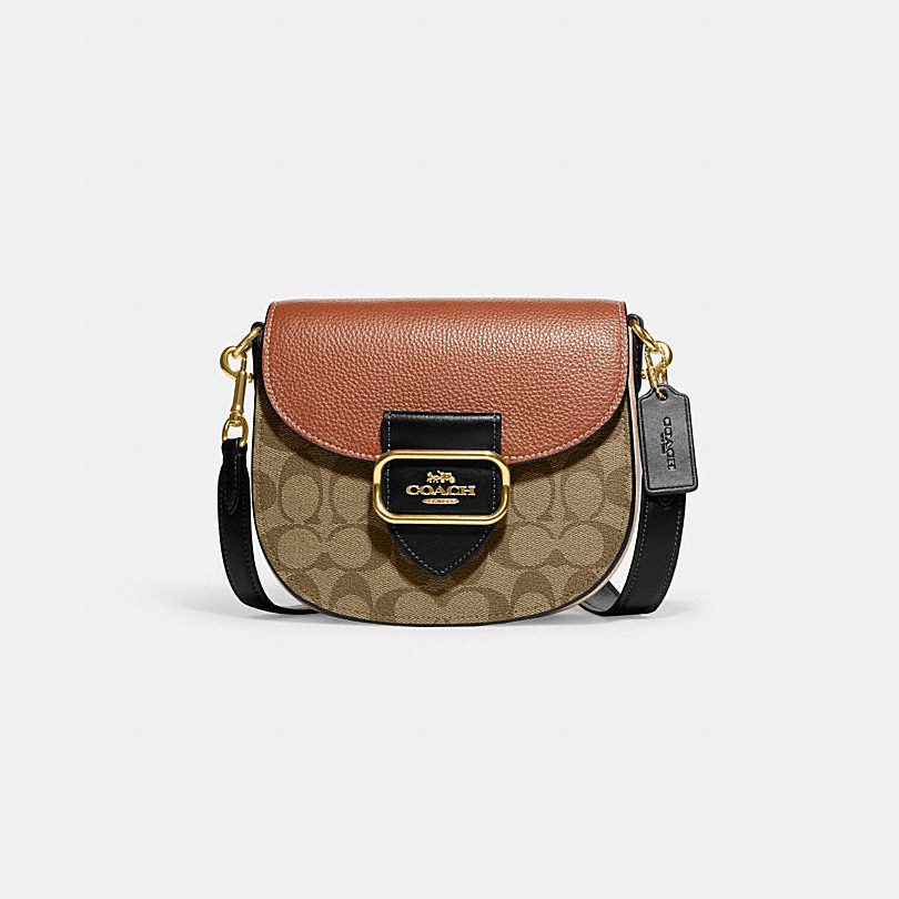 COACH/蔻驰 Morgan马鞍包单肩斜挎女包焦糖拼色 19.5*17.5*7 微瑕