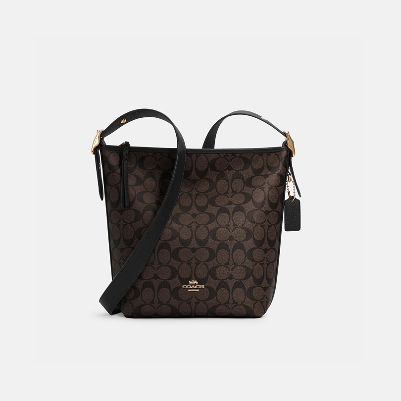 COACH/蔻驰  女士经典标志Duffle 23斜挎包流浪单肩 老花拼黑色