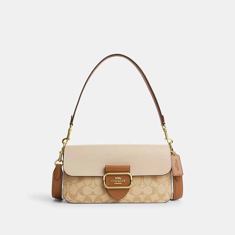  COACH/蔻驰 女士morgan酒神包奶茶拼色单肩包CR332 26.5*14*6.5