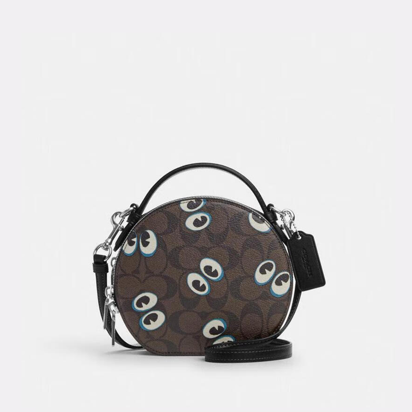 COACH/蔻驰 Canteen圆饼小圆包经典老花眼睛印花斜挎 17*15.5*6.5