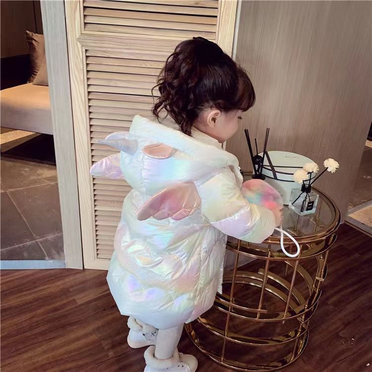 童装潮款Y亮皮女童冬装新款羽绒服小女孩宝宝中长款免洗韩版袄潮