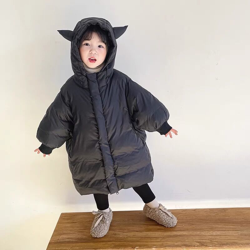 童装潮款Y冬季童装男女儿童白鸭绒中大童小恶魔羽绒服中长款宝宝