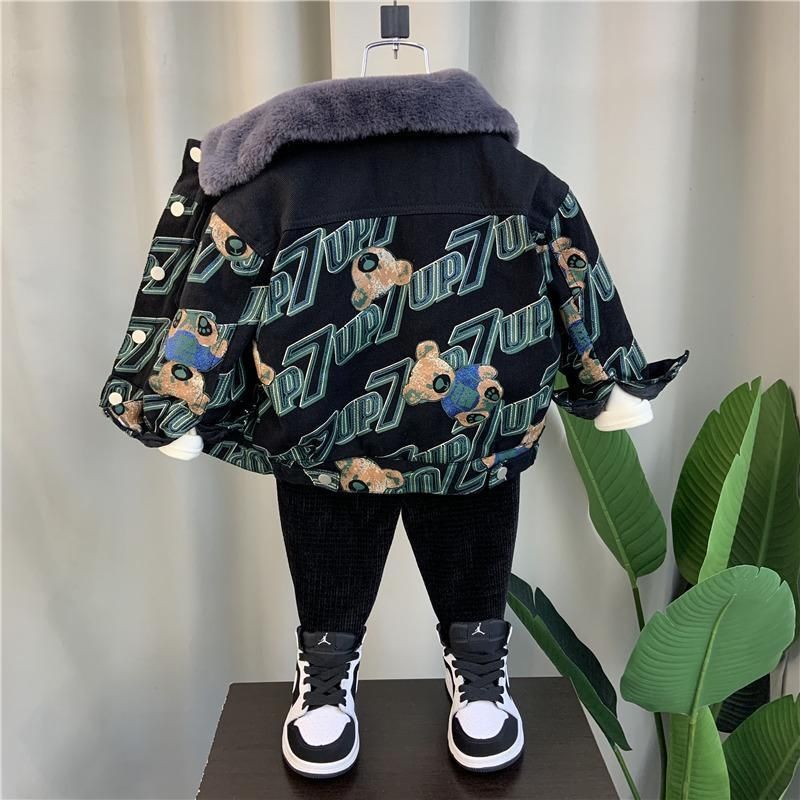 男童加绒外套新款秋冬装儿童加厚衣服冬季痞帅宝宝中兔毛外衣