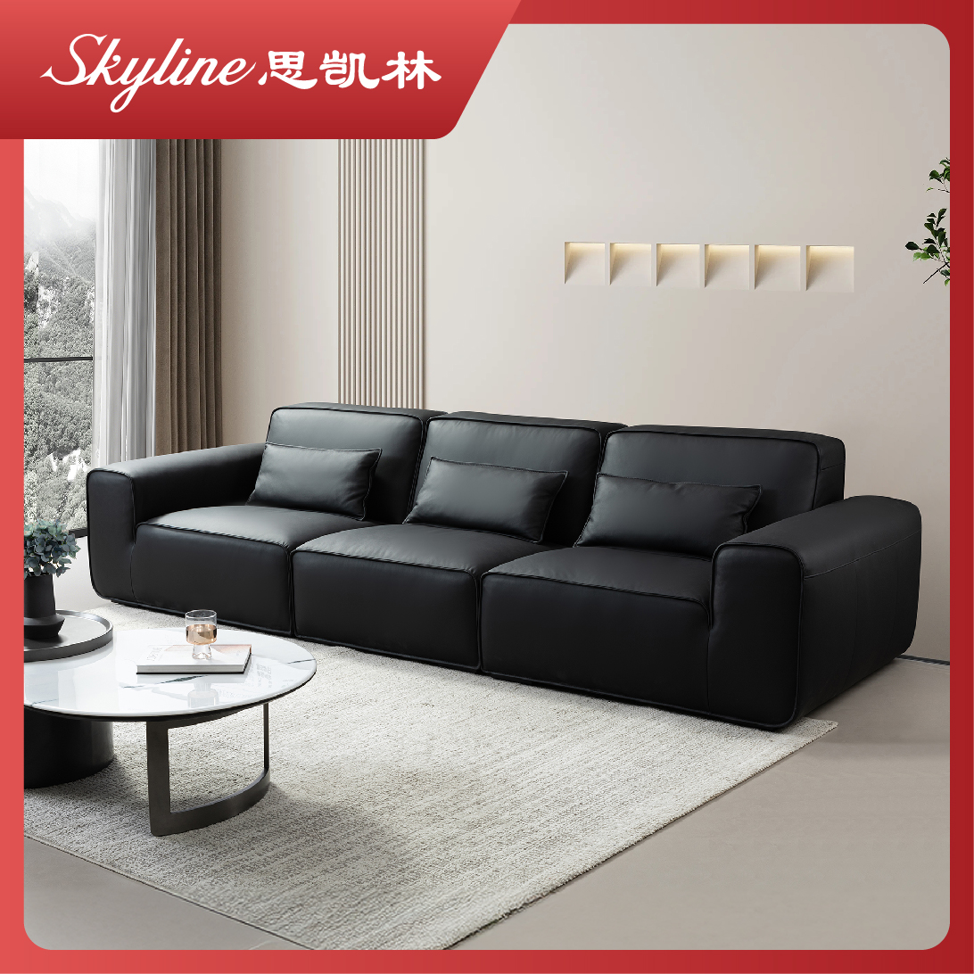 思凯林【大黑牛】真皮沙发头层牛皮直排位沙发经典百搭客厅意式风格