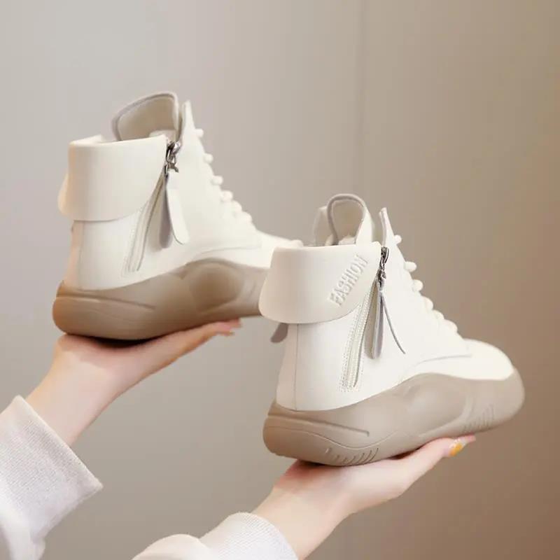 红蜻蜓牌女鞋2023冬季新款加绒加厚冬款棉鞋运动鞋软皮鞋子女款马