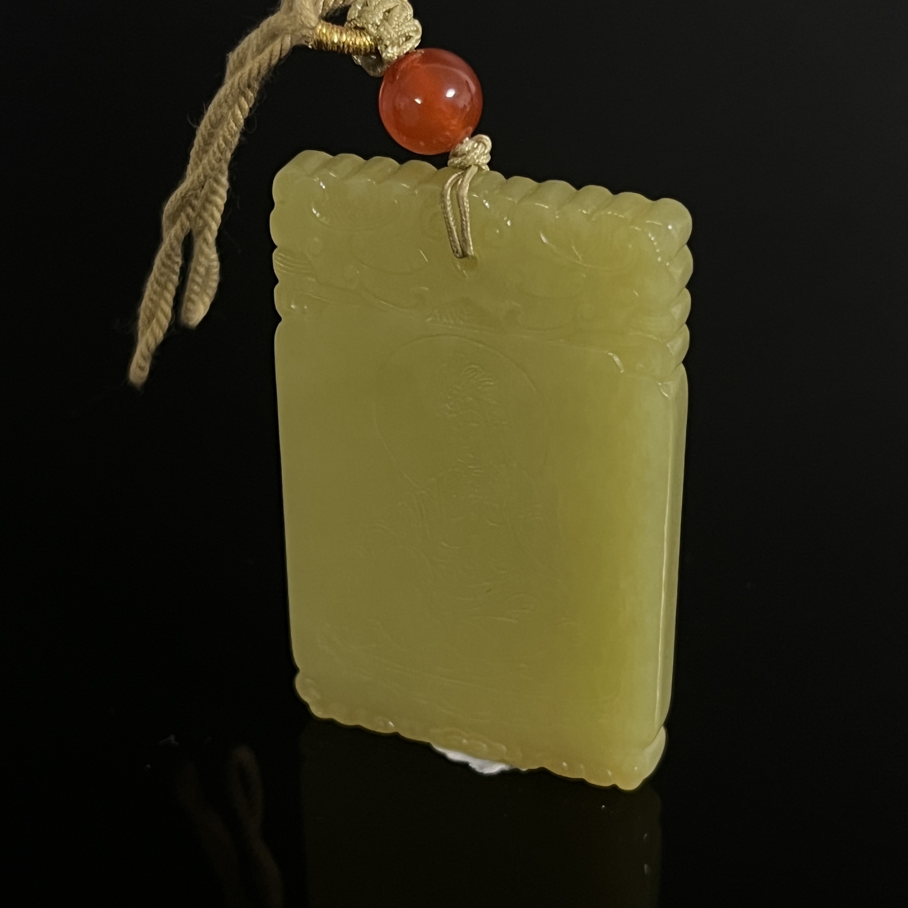 清中期和田黄玉诗文牌/HY382650/金玉良缘/槐荫山房