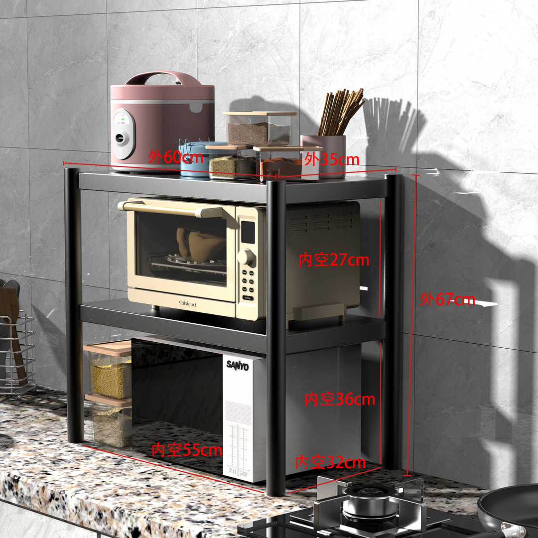 二层半微波炉架厨房置物架烤箱微波炉双层抽屉式台面置物架可移动