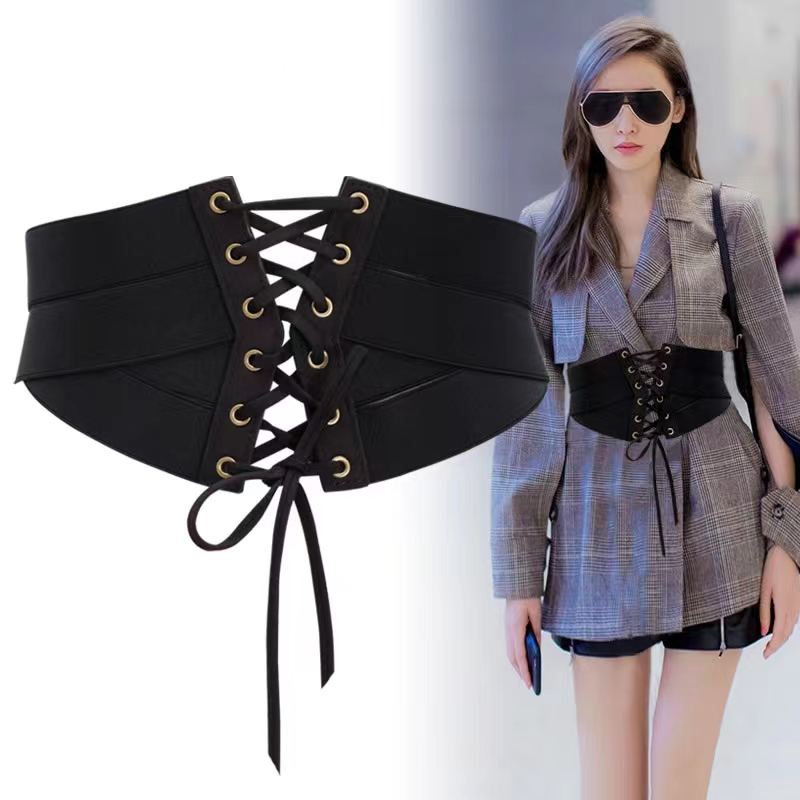 腰封夏季束腰外穿装饰腰带女宽连衣裙西装衬衣欧美复古松紧带弹力