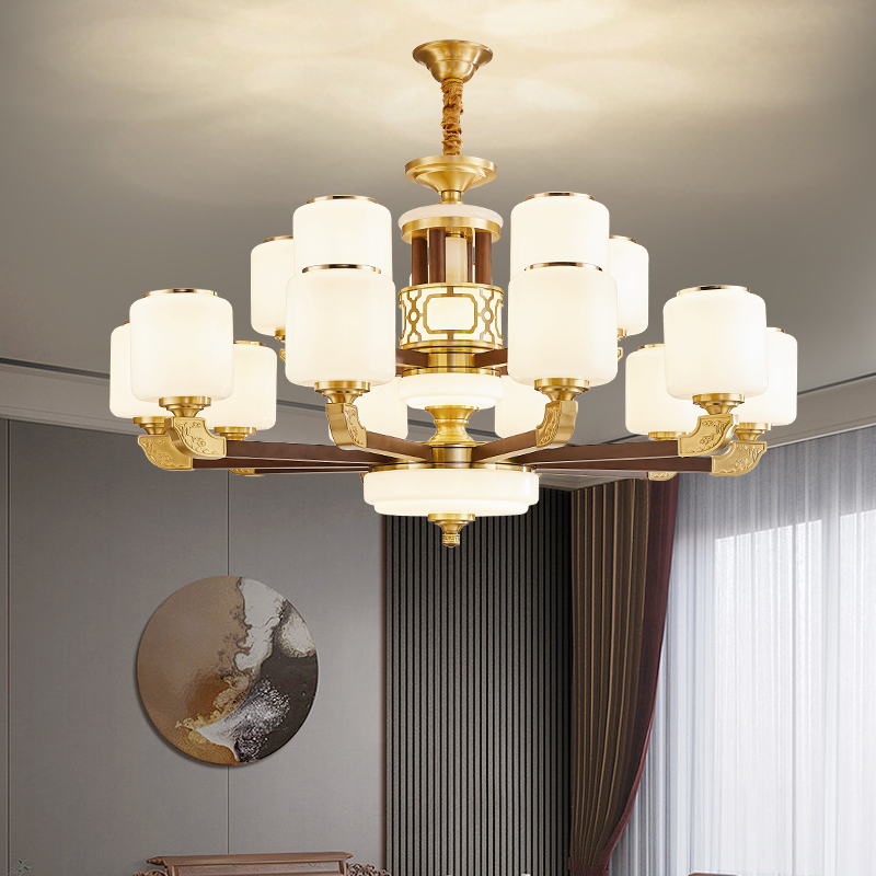 2025新款新中式吊灯全铜实木客厅吊灯餐厅吊灯卧室吊灯家用大气HX