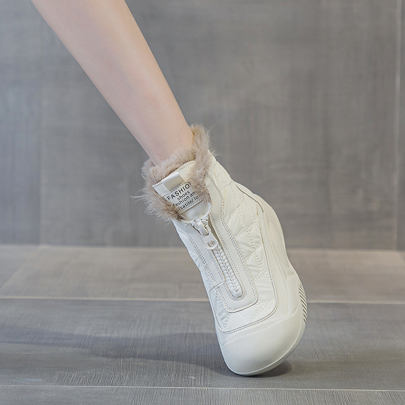 红蜻蜓牌新款厚底保暖雪地靴防滑休闲女棉鞋2023冬季新款舒适兔毛