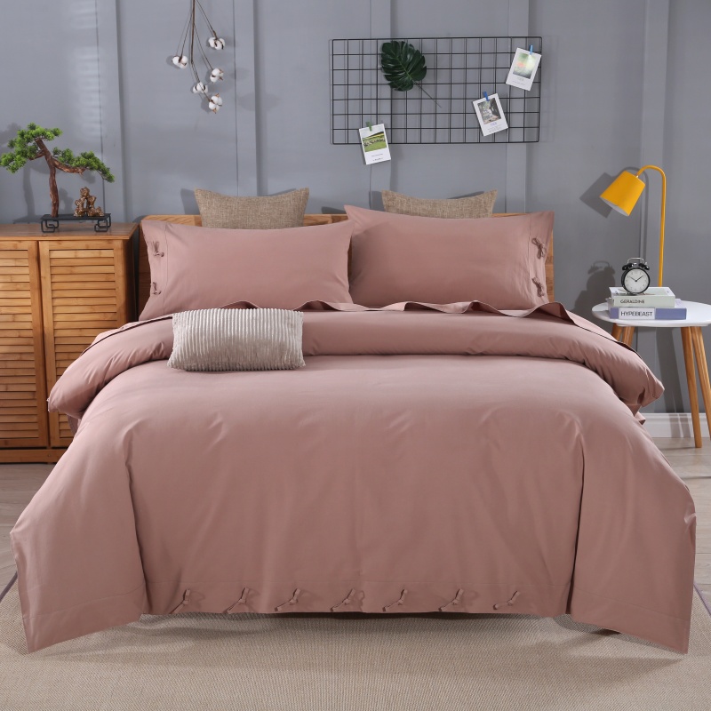 老粗布精梳棉全棉纯色双人四件套（加厚款）素色轻奢简约保暖性好