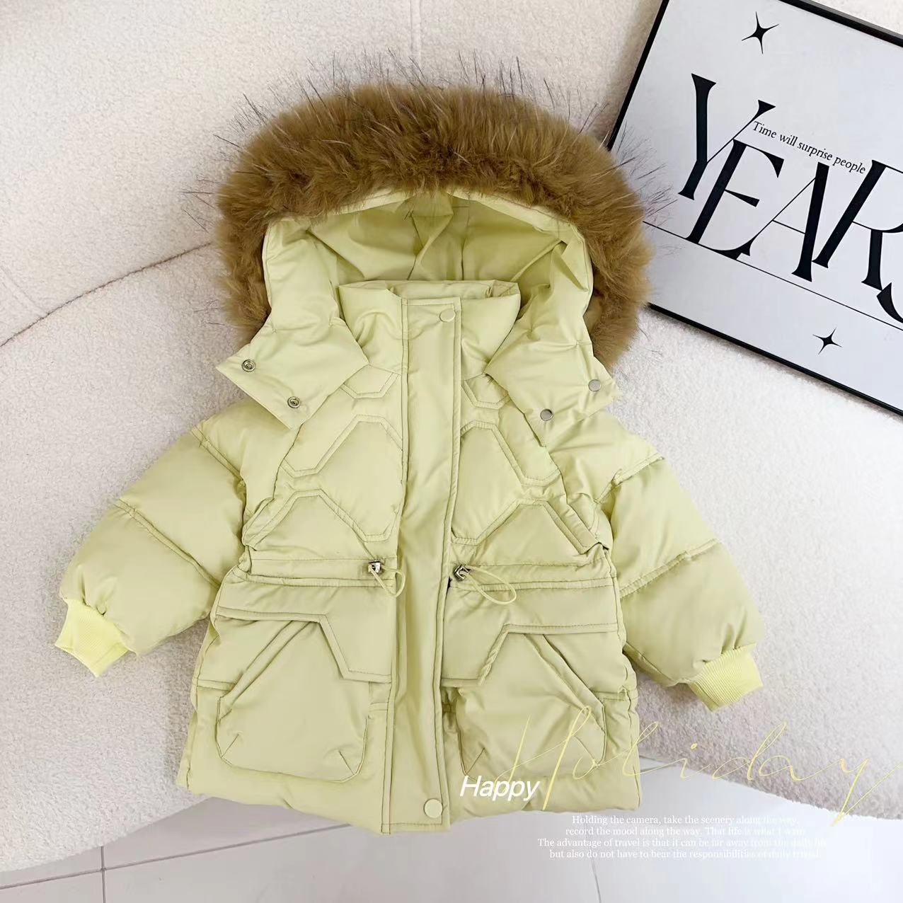 汤圆家童装2024冬季新款大口袋加绒加厚百搭棉衣 YA-577