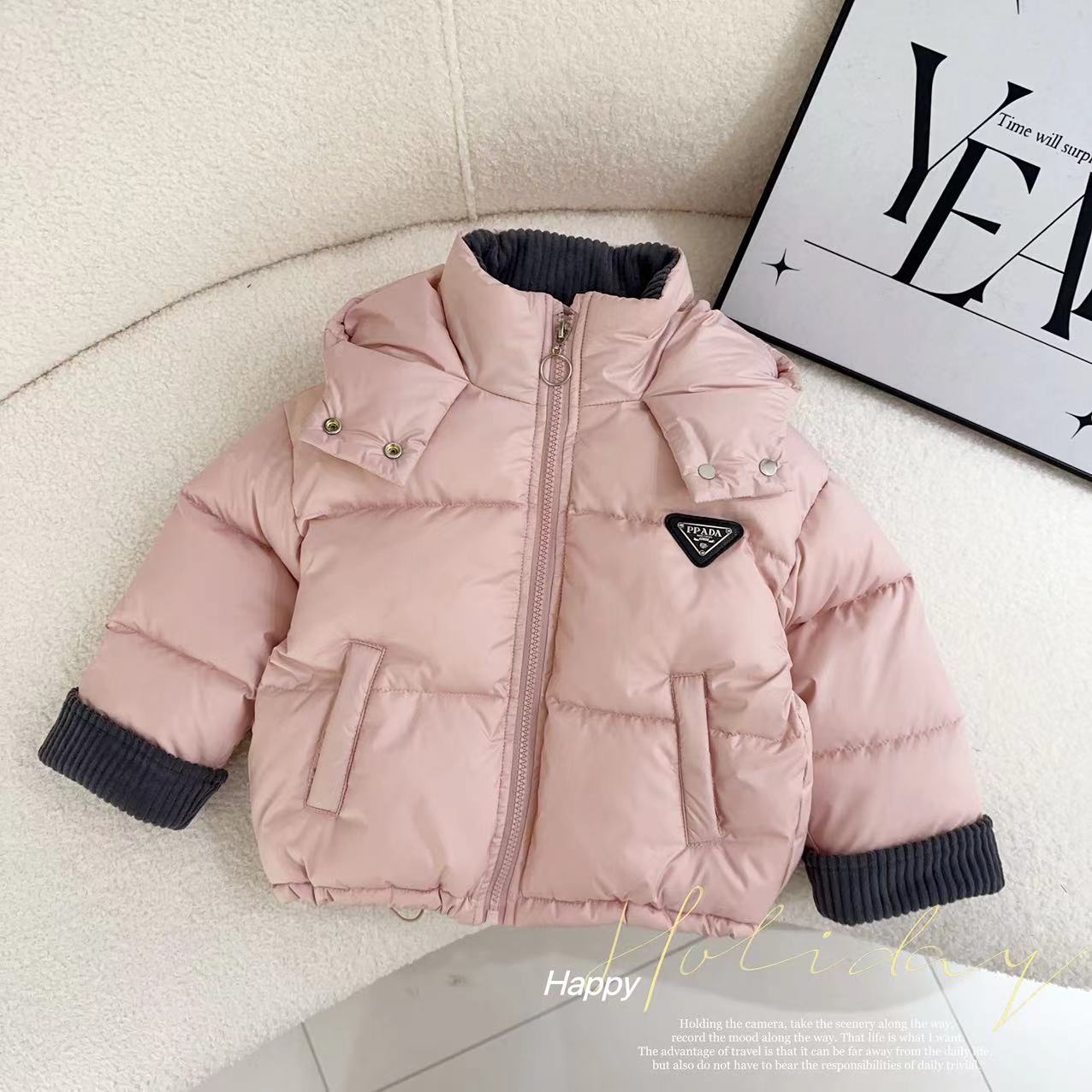 汤圆家童装2024冬季上新美拉德撞色拼接加厚棉衣 YA-492