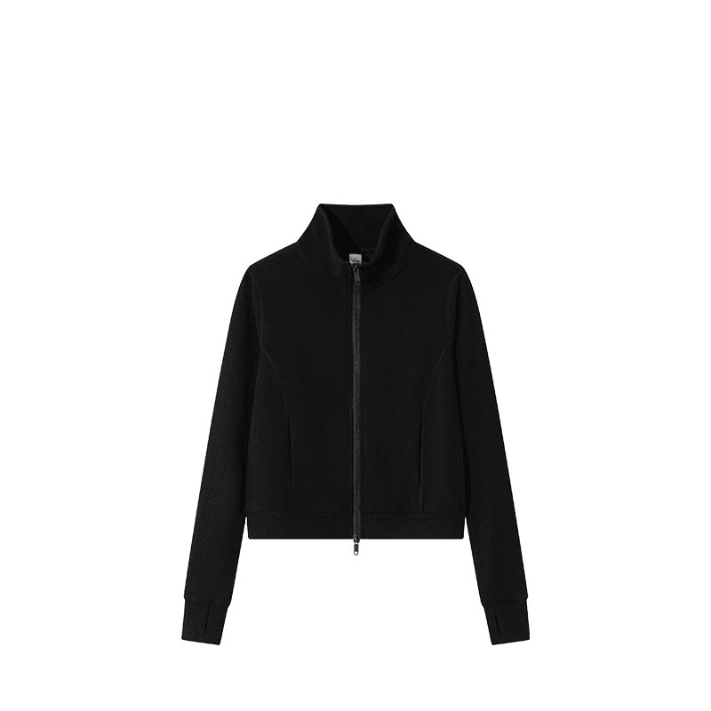 韩版ins修身拉链开衫长袖立领卫衣女春季2025年新款德绒短款外套