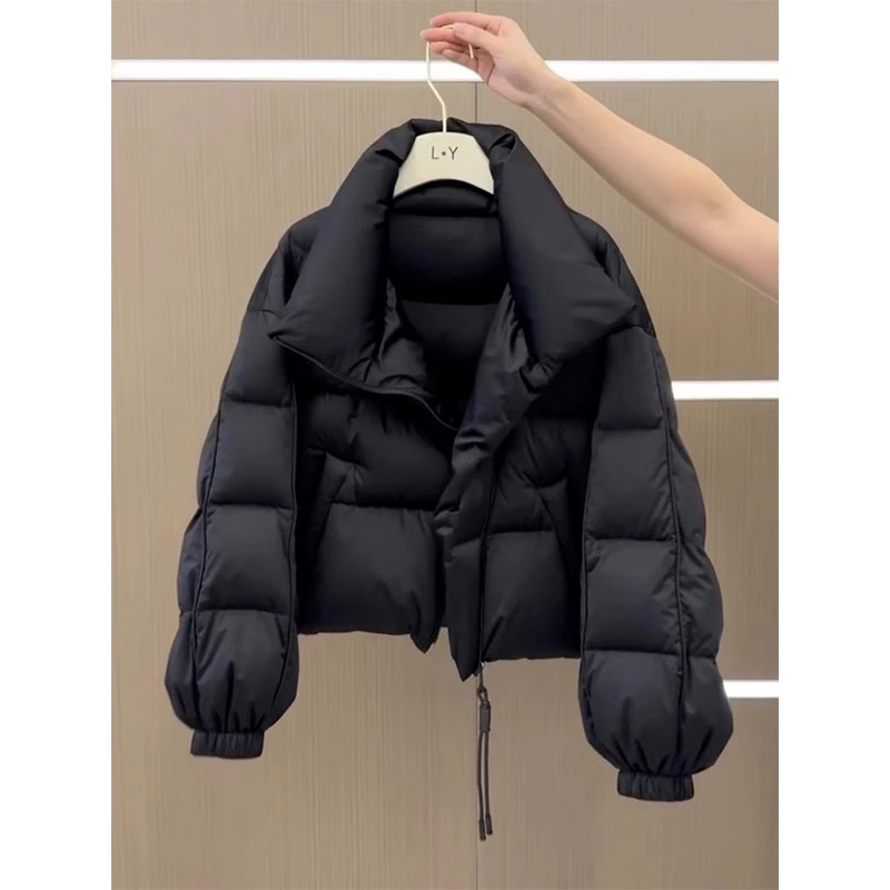 高级感加厚短款立领小众棉服外套女冬季2025新款时尚保暖黑色棉衣