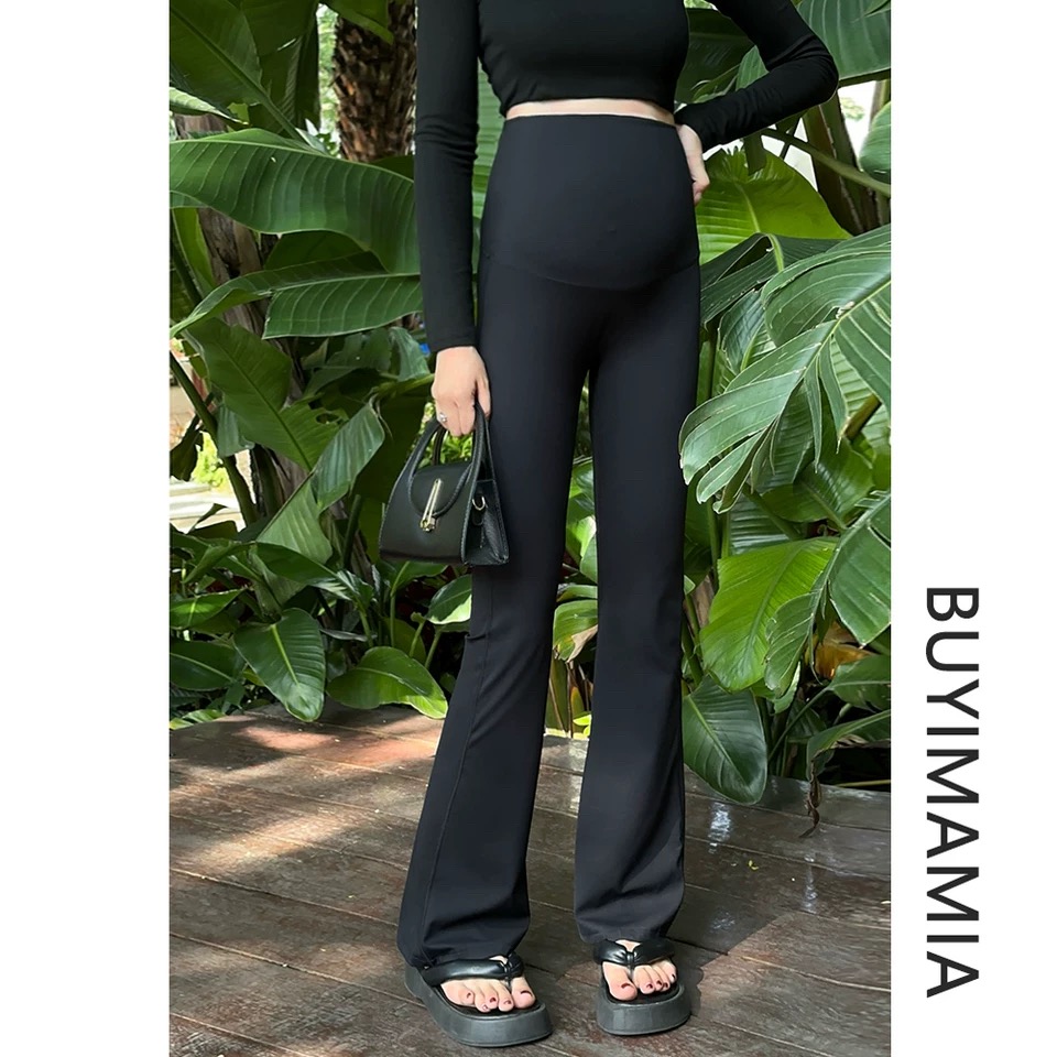 孕妇裤夏季外穿无痕高腰鲨鱼皮孕妇喇叭裤2025新款孕妇打底裤