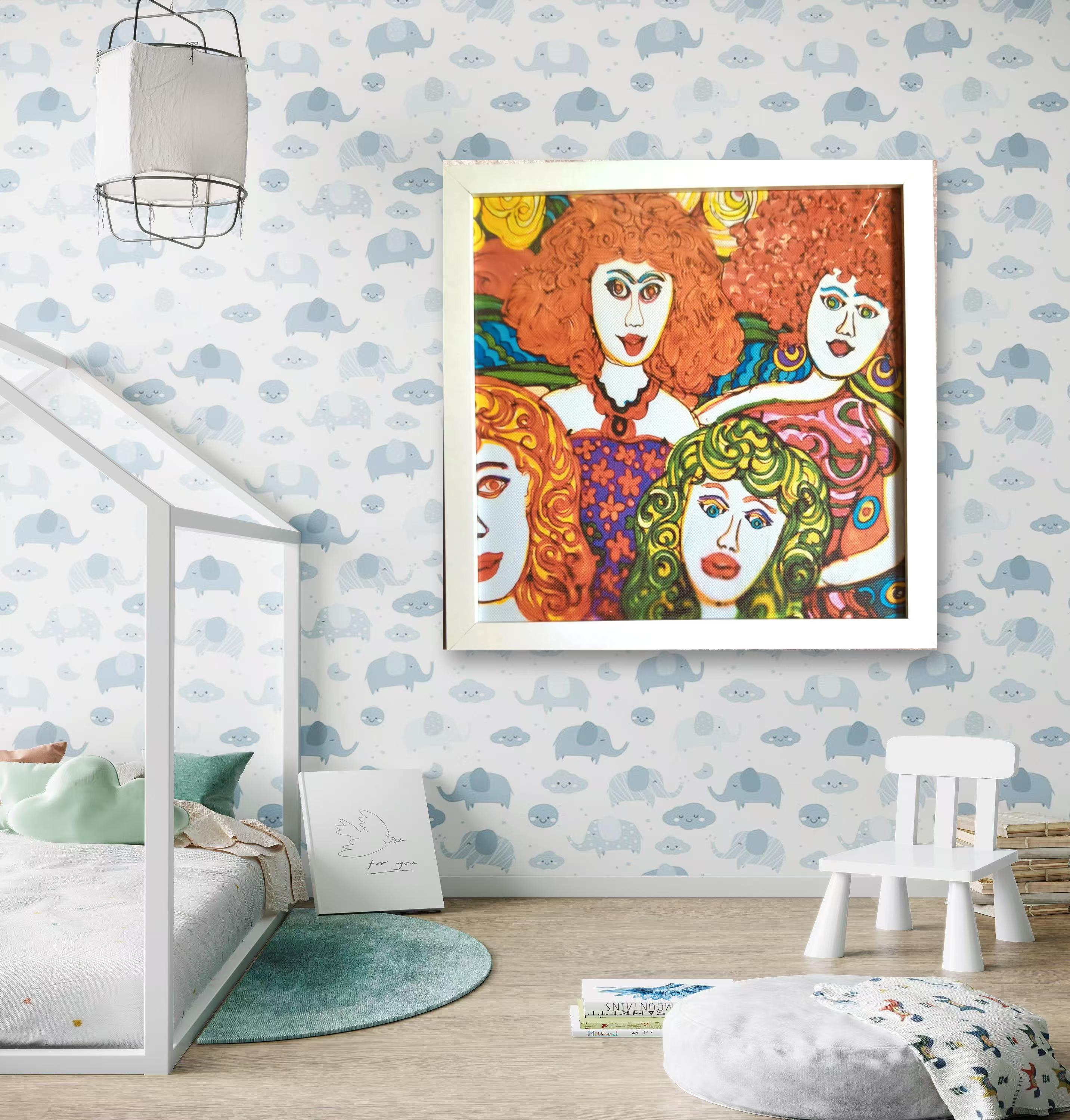 可爱的儿童画伴你快乐成长 33✘33厘米带框