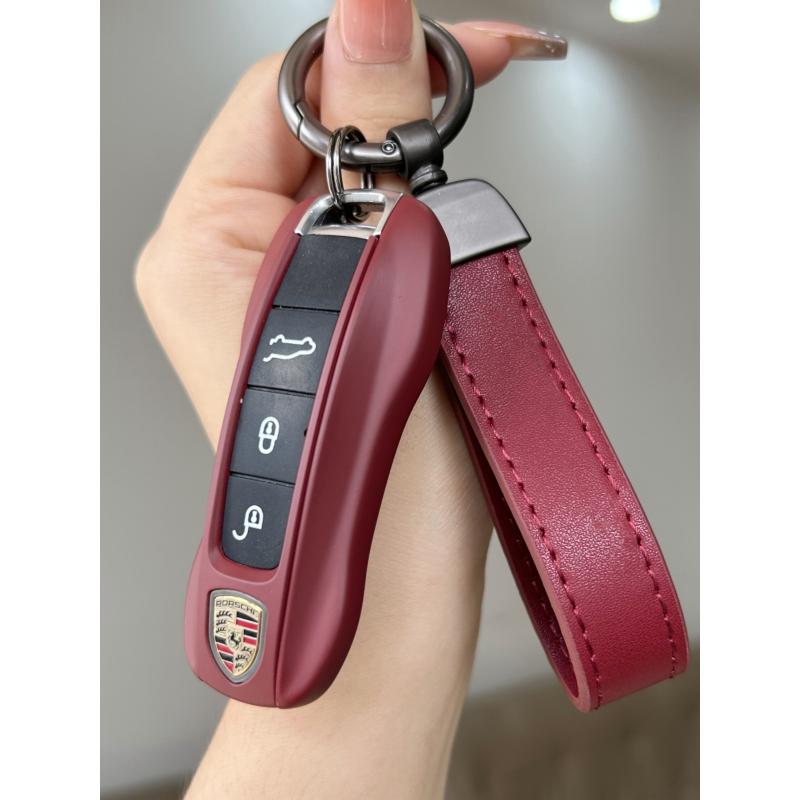 保时捷钥匙壳卡宴macan718钥匙套taycan帕纳梅拉911波尔多红992扣