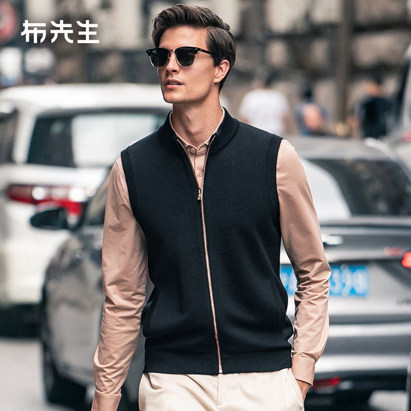布先生羊毛马甲立领拉链美丽诺羊毛外套外穿商务夹克男装BT11583