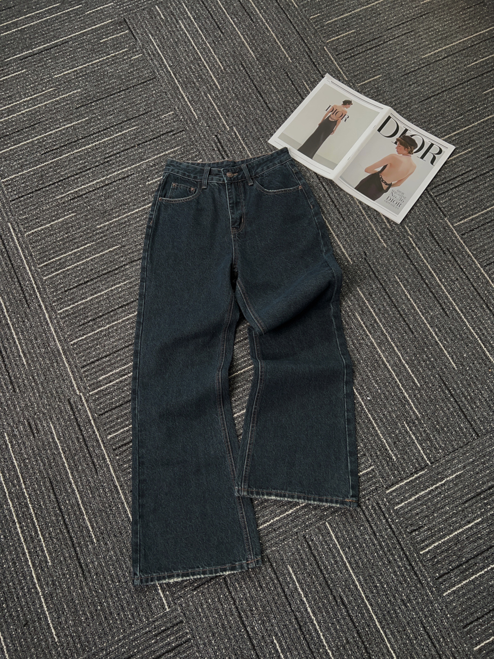 深色牛仔裤直筒裤长裤拖地裤2024秋冬新款