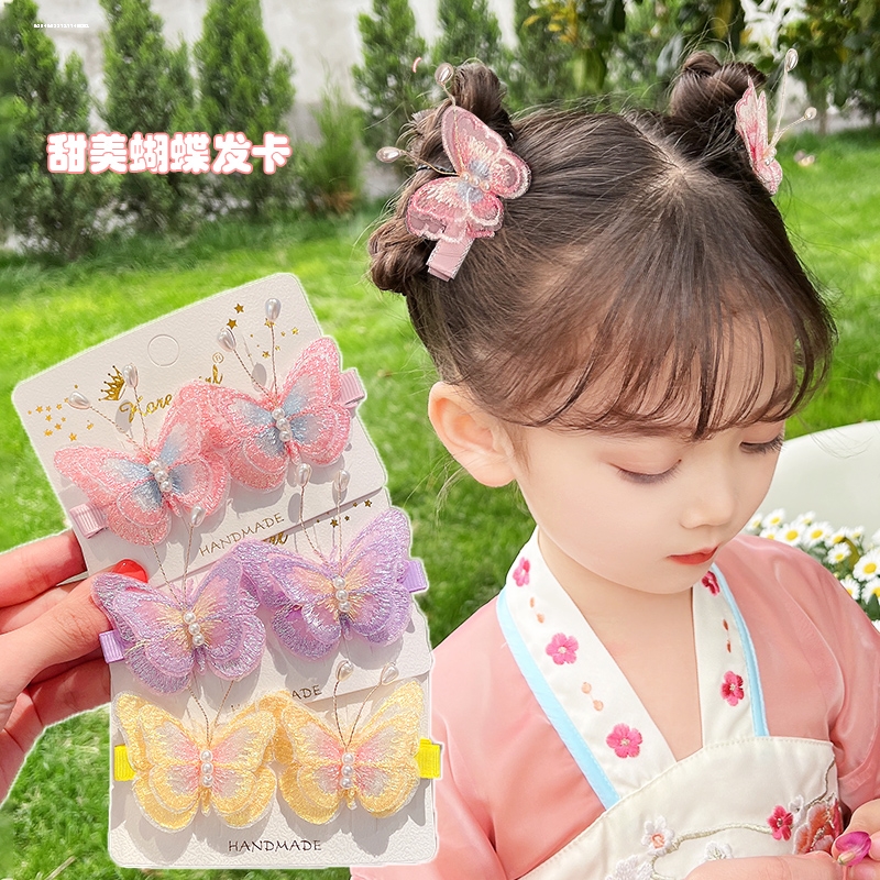 发卡多巴胺发夹可爱春季蝴蝶对夹韩版新款刘海夹百搭汉服古风夹子