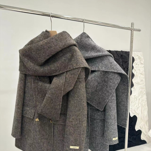 MY.LADYBRO《与艺术有关》时尚宽松围巾排扣女士大衣