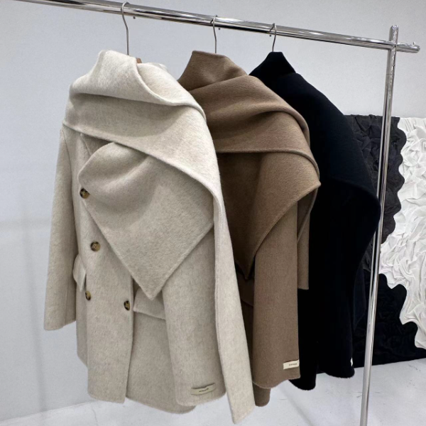 MY.LADYBRO《与艺术有关》时尚宽松围巾排扣女士大衣