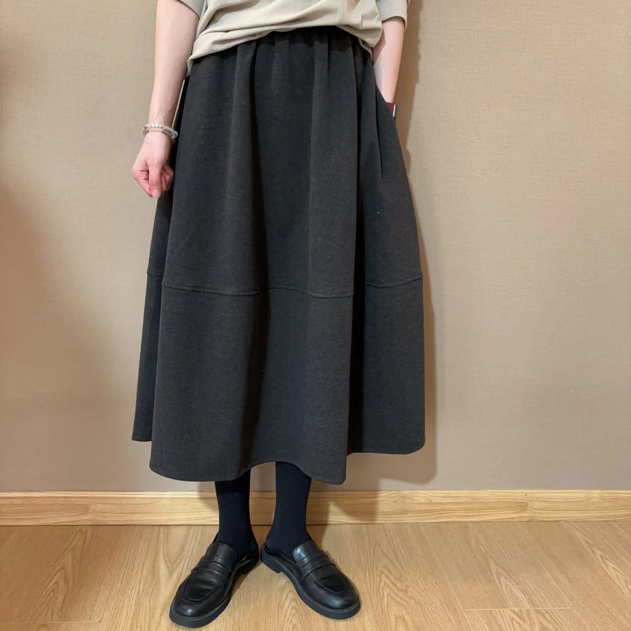 碳灰不粘毛赫本半裙
