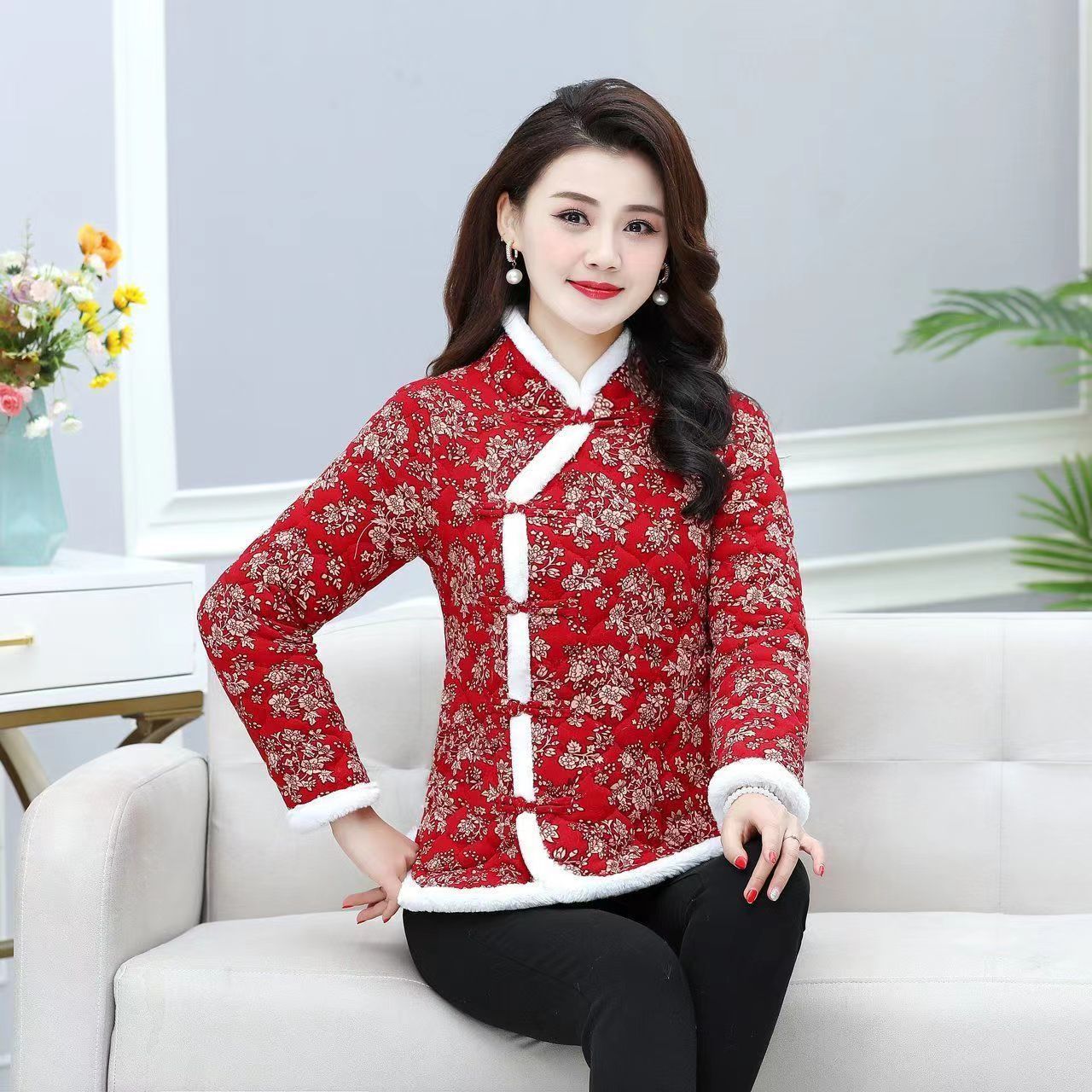 2023女装新款秋冬上衣棉服外套加厚中国网红棉袄复古妈妈棉衣