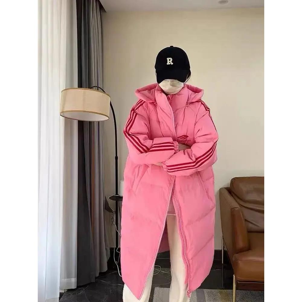 波司豋羽绒服女士女款季装中长款连帽加厚韩版宽松袄面包保暖外套