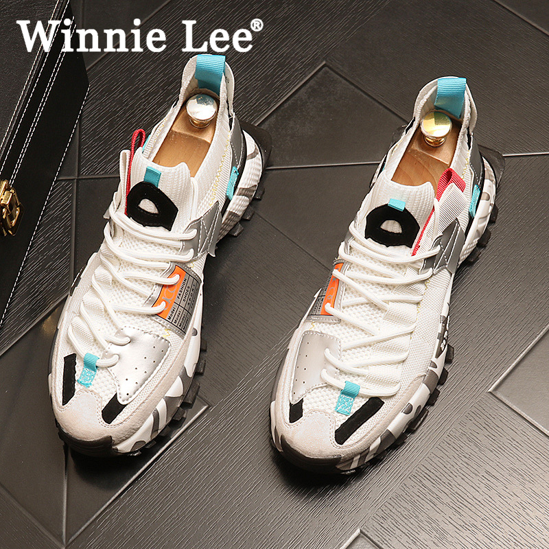 Winnie Lee欧洲站薄款男鞋新款潮秋款潮牌运动鞋软底老爹鞋休闲鞋