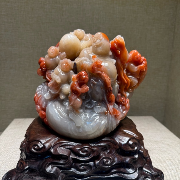 寿山石雕刻艺术品圆雕作品皆大欢喜