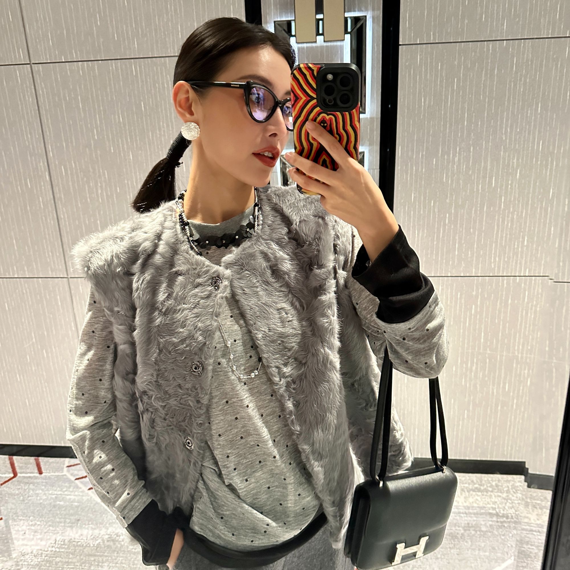 LEVIN LOVE 设计师款潮流女款小湖羊皮毛一体毛甲 A006JX4531