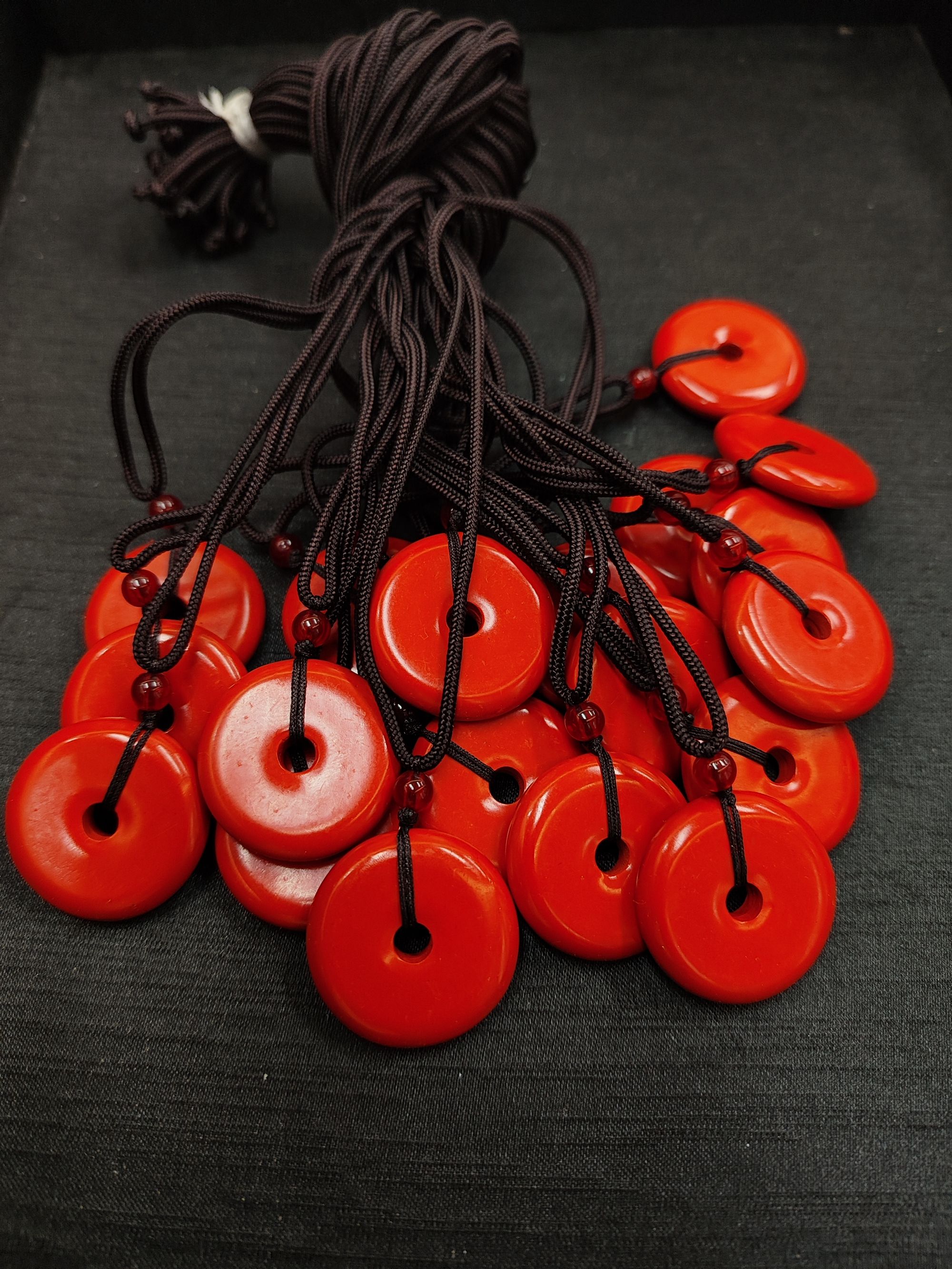 含辰砂工艺品朱砂平安扣套绳（多样性单个发货）