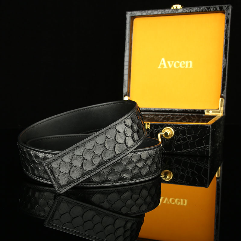 新款蛇纹皮带男真皮头层牛皮蛇纹皮潮流腰带商务时尚百搭牛皮裤带