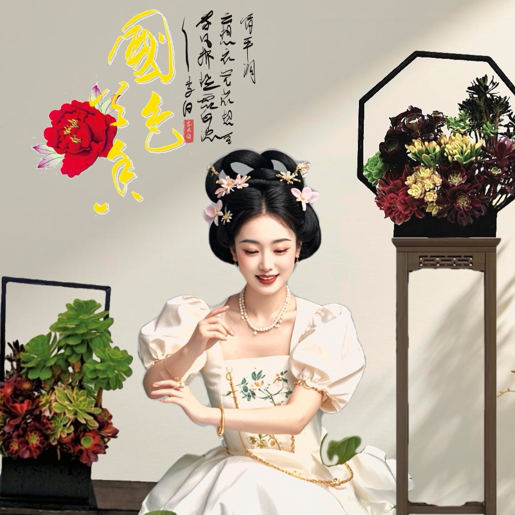 成品多肉供货链 家居氛围花艺，原创精品多肉盆景家庭摆放超大规格