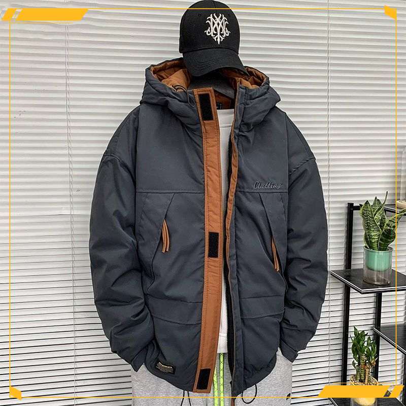 秋冬保暖冬季连帽工装棉服男宽松棉衣2023新款男士加厚棉袄保暖冲