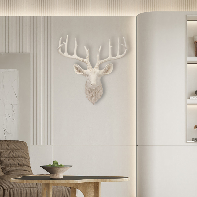 现代简约背景墙装饰摆件客厅鹿头立体挂饰样板房家居软装饰品壁饰