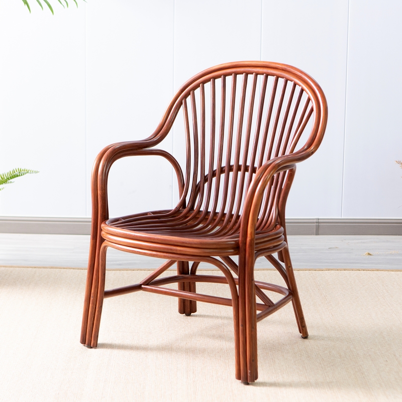 双扶手全藤休闲椅客厅北欧办公藤编藤椅简约阳台椅户外庭院茶桌椅