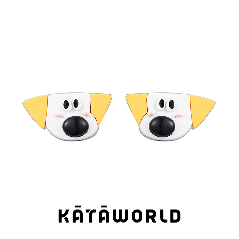 KATAWORLD 铜合金耳饰 【主理人】时尚可爱斜眼小狗耳钉