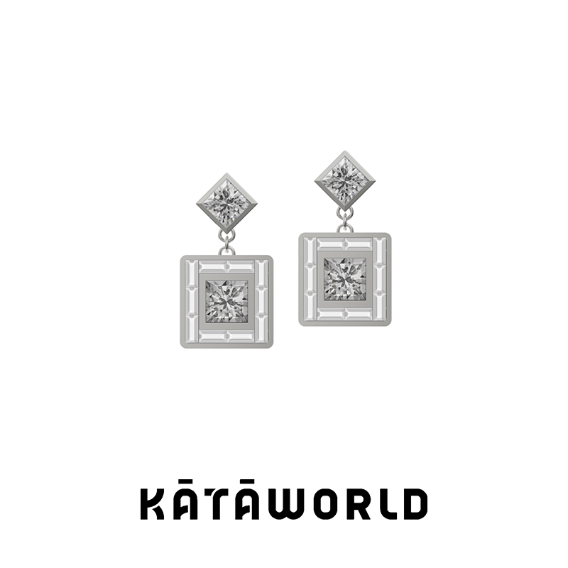 KATAWORLD 铜合金玻璃耳饰 【主理人】可可小姐耳钉一白金/对