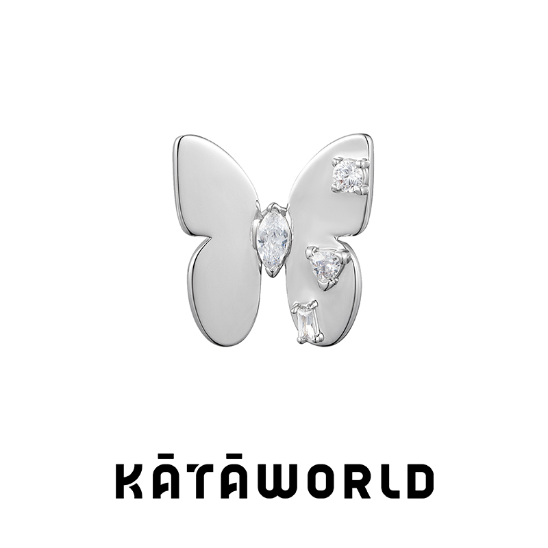 KATAWORLD 铜合金合成锆石耳饰 【主理人】蝴蝶炫彩五金女孩耳钉