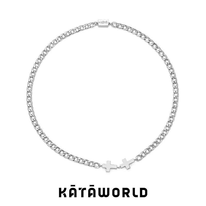 KATAWORLD 铜合金项链 【主理人】两枚十字星立体磁吸项链情侣