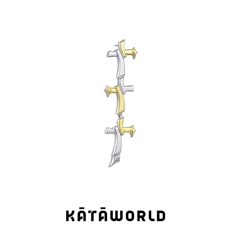 KATAWORLD 铜合金合成锆石耳饰 【主理人】三颗十字星耳钉/只