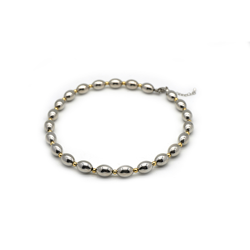 KATAWORLD 铜合金项链 【主理人】橄榄珠拼接金珠项链-白金