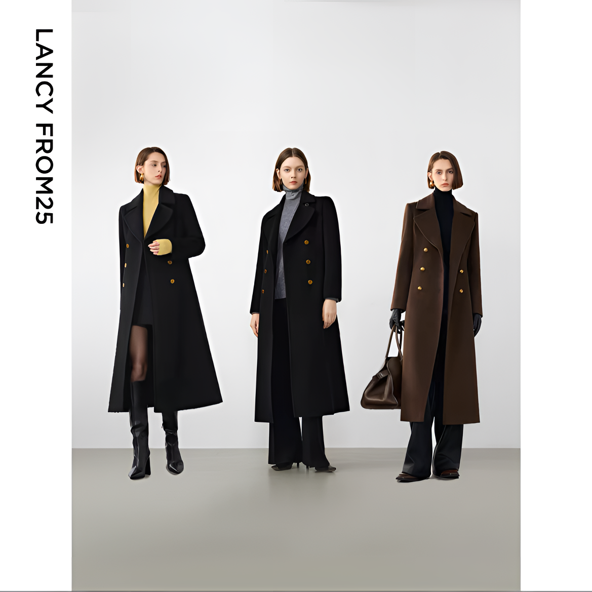 朗姿纯羊毛军旅风收腰显瘦高级感呢子大衣女冬季新款毛呢外套