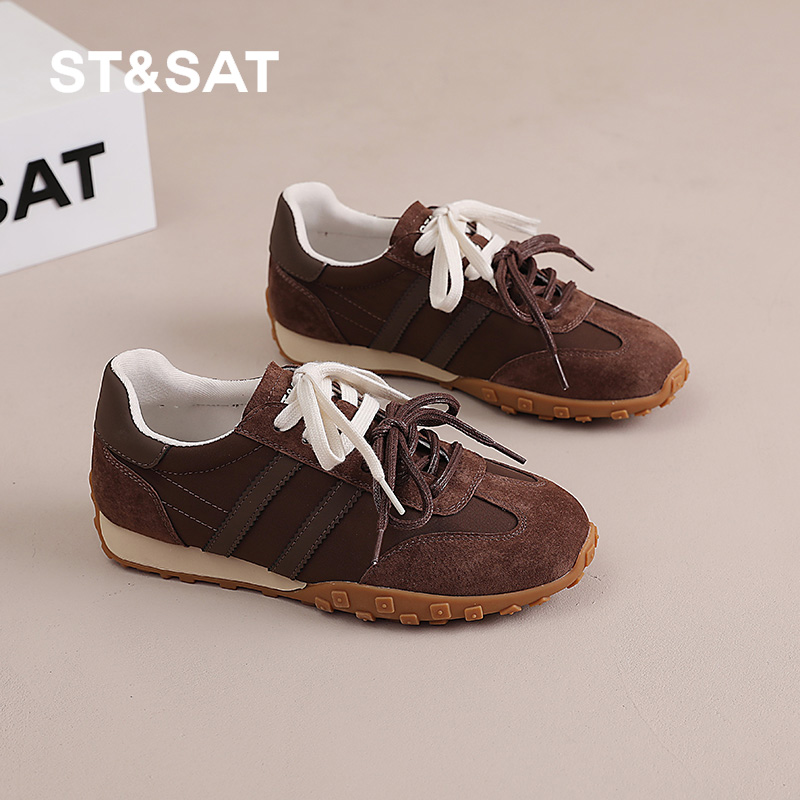 星期六女鞋复古时尚德训鞋春季新款轻便舒适运动鞋平底百搭休闲鞋