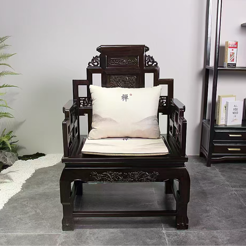 风车木主人天龙宝座新中式会所客厅禅意古典单人雕花方几